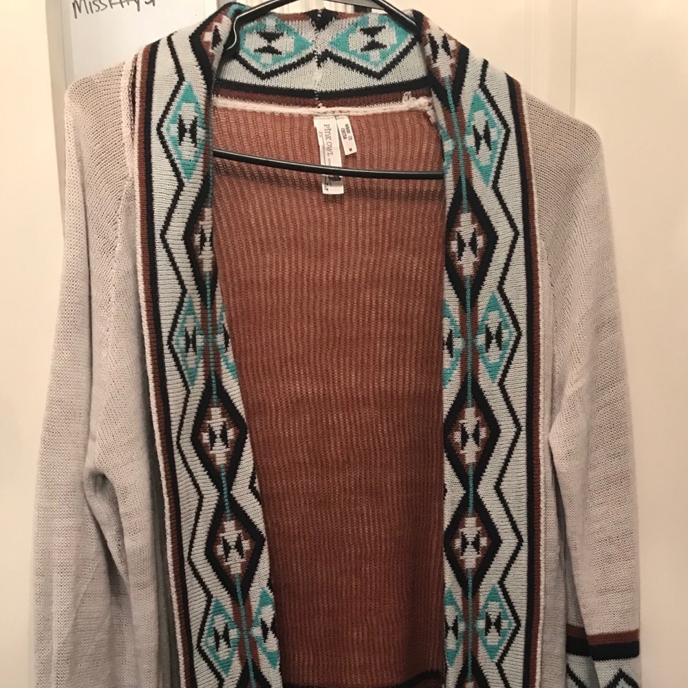 Pink owl cardigan medium